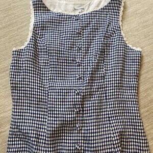 Reformation Blue and White Gingham Blouse